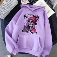 Load image into Gallery viewer, Slogan Nightmare Before Coffe Graphic Sweatshirt Unisex Fall Winter Hoody Y2k Clothing Women's Skeleton Halloween Pocket Hoodies