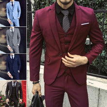Load image into Gallery viewer, Men Blazers 3 Pieces Slim Fit Turn down Collar Vest Pants Jackets Suit