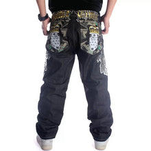 Lade das Bild in den Galerie-Viewer, Nanaco Man Loose Baggy Jeans Hiphop Skateboard Denim Pants Street Dance Hip Hop Rap Male Black Trouses Chinese Size 30-46