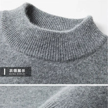 Load image into Gallery viewer, Men's Mock Neck 100% Pure Woolen Sweaters Autumn Winter Warm Cashmere Sweater Solid Knitted Pullovers for Men Slim Knitwear Tops