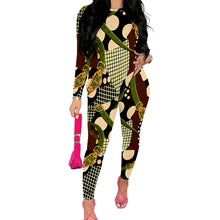 Load image into Gallery viewer, Women's Long Sleeved Two-Piece Set, Fashionable Striped Printed Retro Style Two-Piece Set.