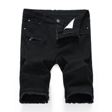 Load image into Gallery viewer, 2026 Summer Men's Red Rose Embroidered Jeans Shorts, Fashion Casual Shorts Black Blue White Men Torn and Frayed Denim Shorts