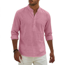 Load image into Gallery viewer, New Cotton Linen Shirts for Men Luxury Henley Casual T-Shirts Beach Long Sleeve Shirts Hawaiian Summer Shirt Gym Man for Work