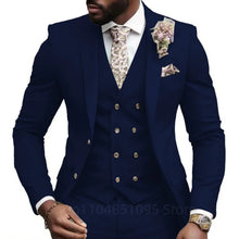 Load image into Gallery viewer, Casual Jacket Vest Pants 3Pcs Elegant Suits for Men Slim Fit