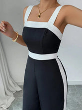 Load image into Gallery viewer, Women's Black White Jumpsuit Square Neck Contrast Trim Ideal for Evening Events Parties Elegant Styles