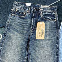 Load image into Gallery viewer, Heavy Washed Distressed Straight Blue Jeans