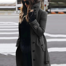 Load image into Gallery viewer, Womens Single Breasted Turn-down Collar Wool Coat