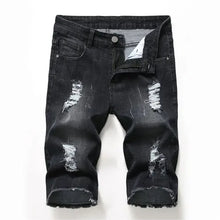 Load image into Gallery viewer, 2026 Summer Men's Red Rose Embroidered Jeans Shorts, Fashion Casual Shorts Black Blue White Men Torn and Frayed Denim Shorts