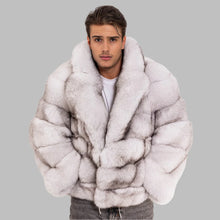 Load image into Gallery viewer, Real Fur Coat Men Natural Fox Fur Coats Turndown Collar Luxury Winter Men's Coat High Quality Warm Blue Fox