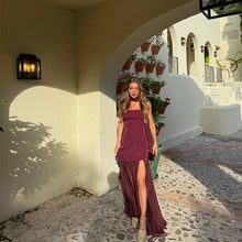 Cargar imagen en el visor de la galería, Women Loose Sleeveless Patchwork Mesh Split Scarf Dresses