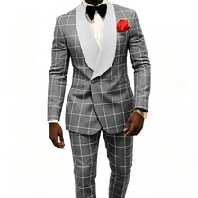 Load image into Gallery viewer, Men's Suit – Plaid Fabric, Groom's Tailcoat for Weddings, Classic Custom 2-Piece Suit (Jacket & Trousers)