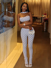 Cargar imagen en el visor de la galería, Weird Puss Polka Dot Halter Chest Wrapped Backless 2 Piece Set