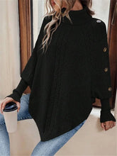 Charger l'image dans la galerie, Twisted Sweater Turtleneck Button Bat-sleeve Design Pullover