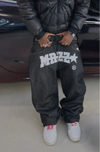 Lade das Bild in den Galerie-Viewer, Casual Print Letters Straight Wide Legs Black Baggy Jeans