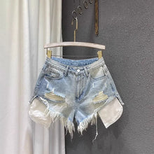 Load image into Gallery viewer, Women's A-shaped Slim-fit High-waisted Ripped Shorts