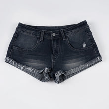 Load image into Gallery viewer, Slim-Fitting Frayed Hem Denim Shorts