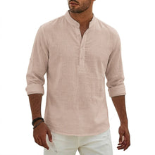 Load image into Gallery viewer, New Cotton Linen Shirts for Men Luxury Henley Casual T-Shirts Beach Long Sleeve Shirts Hawaiian Summer Shirt Gym Man for Work