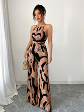 Load image into Gallery viewer, Halter Neck Casual Pants Geometric Print Jumpsuit Party Outfits For Women
