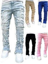Lade das Bild in den Galerie-Viewer, Spliced Distressed Denim Ripped Jeans