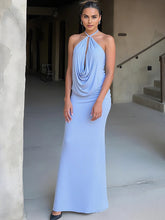Lade das Bild in den Galerie-Viewer, Weird Puss Sexy Backless Halter Ruched Hollow Sleeveless Maxi Dress