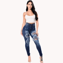 Lade das Bild in den Galerie-Viewer, High Waist Ripped Jeans for Women Skinny Black