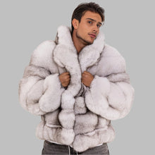 Load image into Gallery viewer, Real Fur Coat Men Natural Fox Fur Coats Turndown Collar Luxury Winter Men's Coat High Quality Warm Blue Fox