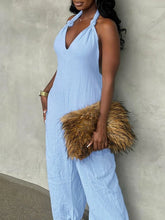 Load image into Gallery viewer, Casual Long Jumpsuits for Women Clothing Summer 2025 Trend Halter Tied Detail Pocket Design Jumpsuit Woman One Pieces Outfit