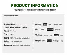 Load image into Gallery viewer, Men's 3-in-1 Jacket with Removable Fleece Liner, Waterproof Windproof Coat for Hiking, Camping, Travel and Daily Outdoor Use