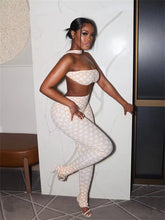 Cargar imagen en el visor de la galería, Weird Puss Polka Dot Halter Chest Wrapped Backless 2 Piece Set
