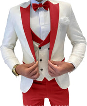 Load image into Gallery viewer, Mens Jacquard Suit 3 Piece Slim Fit Suits Prom Formal Business Suit for Men Jacket Vest Pants Wedding Suit