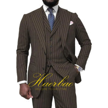 Load image into Gallery viewer, Men's Pinstripe 3 Piece Classic Slim Fit Suits