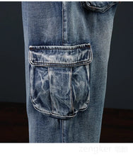 Load image into Gallery viewer, Multi-pocket denim loose cargo men wide leg jeans