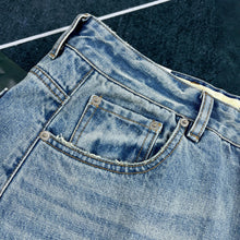 Load image into Gallery viewer, Summer new work style multi-pocket denim shorts for men, loose casual splicing five-quarter pants