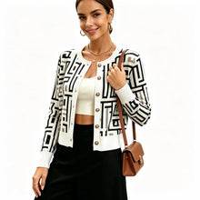 Load image into Gallery viewer, Women`s Knitted Retro Geometric Pattern Casual Office Jacket