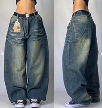 Lade das Bild in den Galerie-Viewer, American Street Fashion Trend Gothic Print Loose Jeans Men Harajuku Y2K New Hip Hop Joker Oversized Wide-leg Pants Unisex Jeans