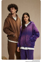 Lade das Bild in den Galerie-Viewer, ZODF Retro Men Spray-Dyed Zipper Hoodies Unisex