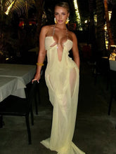 Lade das Bild in den Galerie-Viewer, Weird Puss Sexy See Through Halter Chain Backless Dress