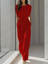 Load image into Gallery viewer, Elegant High Waisted Solid Color Waistband Pocket Office Capable Jumpsuit