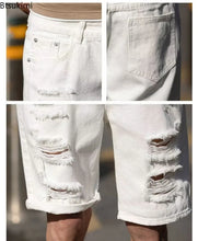 Load image into Gallery viewer, Men's Fashion Denim Shorts Summer Ripped Casual Denim Knee Length Solid Jeans Shorts White Classic Jeans Shorts Y2k Streetwear