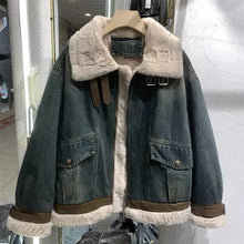 Lade das Bild in den Galerie-Viewer, Women's Lamb Fur Inner Parka Loose Top Trendy Jacket