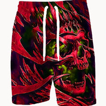 Load image into Gallery viewer, Men's Skull 3D Pattern Comfy Shorts Oversized Casual Elastic Waist Drawstring Shorts for Summer Beach And Basketball Sport Short
