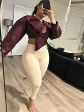 Lade das Bild in den Galerie-Viewer, Weird Puss Faux Leather Crop Cross Wild Basic Sexy Coat