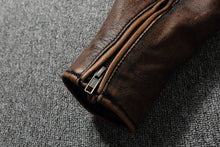 Load image into Gallery viewer, 2025 New Leather Jacket Top Layer 100% Cowhide Leather Clothes Men's Stand Collar Motorcycle Clothes Autumn Winter Plus Size