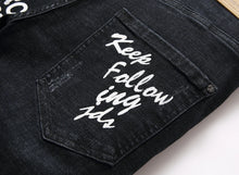 Load image into Gallery viewer, Men Summer White Ripped Denim Shorts Male Holes Short Jeans New Fashion Streetwear Stretch Jeans Shorts Pants Srtaight Fit Jeans