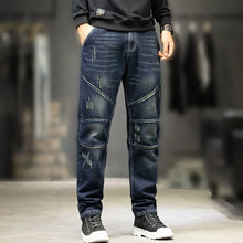 Load image into Gallery viewer, Straight Men's Fashion ripped denim slim Jeans