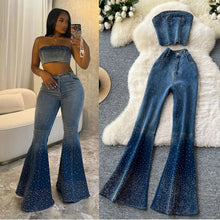 Lade das Bild in den Galerie-Viewer, Denim Pant Set Sexy Short Sleeve