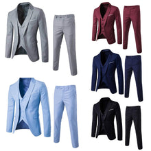 Load image into Gallery viewer, Men Blazers 3 Pieces Slim Fit Turn down Collar Vest Pants Jackets Suit