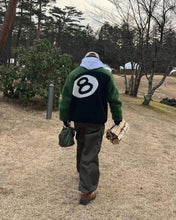 Load image into Gallery viewer, Streetwear Harajuku Winter Jackets Plush Fleece Coats Hip Hop Oversized Zipper Jacket No. 8 Billiard Patchwork Jacket Outwear