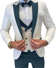 Load image into Gallery viewer, Mens Jacquard Suit 3 Piece Slim Fit Suits Prom Formal Business Suit for Men Jacket Vest Pants Wedding Suit