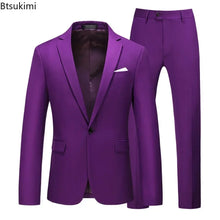 Load image into Gallery viewer, Men's Suits 2 PCS Sets Fashion Business Casual Formal Clothes Man Solid Slim Prom Party Blazer Coats+Trousers Sets Plus Size 6XL